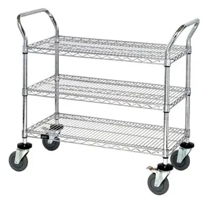 QUANTUM STORAGE SYSTEMS WRC-2442-3 Wire Utility Cart, 3 Wire Shelf, 24 x 42 x 37-1/2 Inch Size, Chrome | CG9TGP