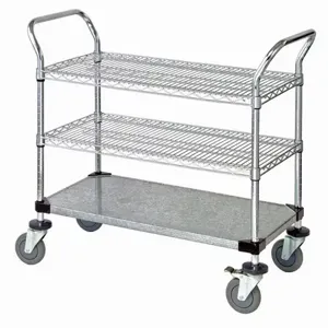 QUANTUM STORAGE SYSTEMS WRC-1836-3CG Wire Utility Cart, 3 Shelf, 18 x 36 x 37-1/2 Inch Size, Chrome | CG9TEN