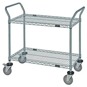 QUANTUM STORAGE SYSTEMS WRC-2448GY-2 Wire Utility Cart, 2 Wire Shelf, 24 x 48 x 37-1/2 Inch Size, Gray Epoxy | CG9THH