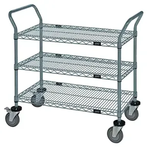 QUANTUM STORAGE SYSTEMS WRC-2436GY-3 Wire Utility Cart, 3 Wire Shelf, 24 x 36 x 37-1/2 Inch Size, Gray Epoxy | CG9TGH