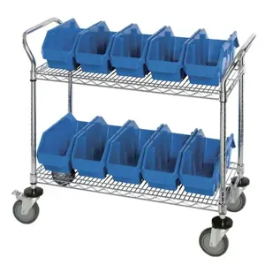 QUANTUM STORAGE SYSTEMS WRC2-1836-1265 Wire Cart, Mobile, 2 Shelf, 10 Bins | CG9EYJ