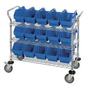 QUANTUM STORAGE SYSTEMS WRC3-1836-1265 Wire Cart, Mobile, 3 Shelf, 15 Bins | CG9EYN