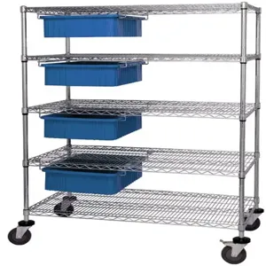 QUANTUM STORAGE SYSTEMS WRC5-63-2436-93060 Bin Cart, Dividable Grid Container, 24 x 36 x 69 Inch Size, Chrome | CG9DLM