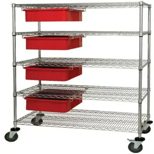 QUANTUM STORAGE SYSTEMS WRC5-63-2448-93060 Bin Cart, Dividable Grid Container, 24 x 48 x 69 inch Size, Chrome | CG9DLN