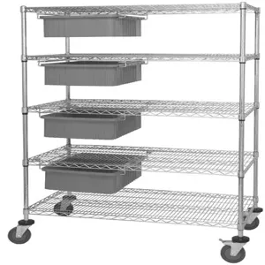 QUANTUM STORAGE SYSTEMS WRC5-63-2460-93060 Bin Cart, Dividable Grid Container, 24 x 60 x 69 inch Size, Chrome | CG9DLP