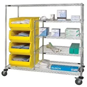 QUANTUM STORAGE SYSTEMS WRCPL-63-2460-955 Wire Shelving, Transport Cart, 24 x 60 x 69 Inch Size | CG9TUT