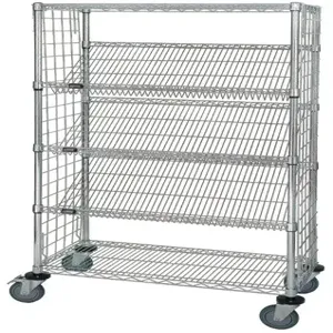 QUANTUM STORAGE SYSTEMS WRCSL5-63-2436EP Wire Cart, Slanted Shelf, Enclosed, 24 x 36 x 69 inch Size | CG9TBN