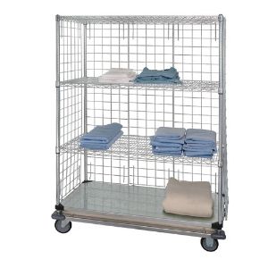 QUANTUM STORAGE SYSTEMS WRDBS4-74-2448EP Mobile Cart, Dolly Base, 4 Shelves, Enclosed Panel, 24 x 48 x 81 Inch Size | CG9CPH