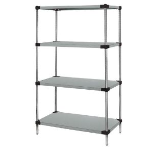 QUANTUM STORAGE SYSTEMS WRS4-54-1830SS Solid Shelving, Starter Unit, 4 Shelves, 18 x 30 x 54 Inch Size, Stainless Steel | CG9GWK