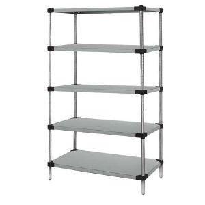 QUANTUM STORAGE SYSTEMS WRS5-86-1854SS Solid Shelving, Starter Unit, 5 Shelf, 18 x 54 x 86 Inch Size, Stainless Steel | CG9GET