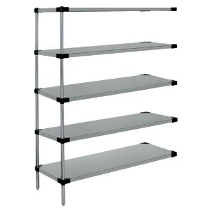 QUANTUM STORAGE SYSTEMS WRSAD5-54-1448SS Solid Shelving, Add On Unit, 5 Shelf, 14 x 48 x 54 Inch Size, Stainless Steel | CG9FNZ