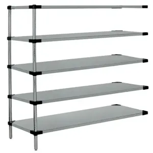 QUANTUM STORAGE SYSTEMS WRSAD5-54-1830SS Solid Shelving, Add On Unit, 5 Shelf, 18 x 30 x 54 Inch Size, Stainless Steel | CG9FPE