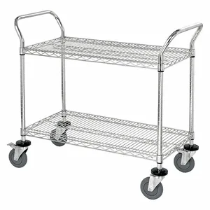 QUANTUM STORAGE SYSTEMS WRSC-1848-2 Wire Utility Cart, Mobile, 2 Wire Shelves, 18 x 48 x 37-1/2 Inch Size | CG9TJA