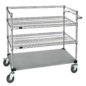 QUANTUM STORAGE SYSTEMS WRSC3-42-2436FS Open Surgical Case Cart, 3 Shelf, 24 x 36 x 48 Inch Size, Stainless Steel | CG9EPU