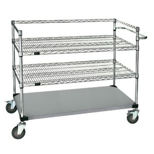 QUANTUM STORAGE SYSTEMS WRSC3-42-2460FS Open Surgical Case Cart, 3 Shelf, 24 x 60 x 48 Inch Size, Stainless Steel | CG9EPW