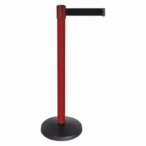 QUEUEWAY QPLUS-21-B9 Barrier Post With Belt, Abs, 40 Inch Post Height, 2 1/2 Inch Post Dia, Black | CT8KLW 52NP36