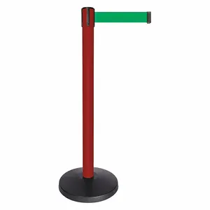 QUEUEWAY QPLUS-21-G6 Barrier Post With Belt, Abs, 40 Inch Post Height, 2 1/2 Inch Post Dia, Green | CT8KMG 52NP48