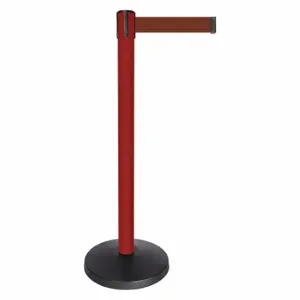 QUEUEWAY QPLUS-21-N7 Barrier Post With Belt, Abs, 40 Inch Post Height, 2 1/2 Inch Post Dia, Brown | CT8KMA 52NP53