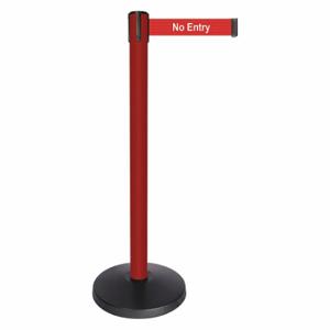 QUEUEWAY QPLUS-21-RB Barrier Post With Belt, Abs, 40 Inch Post Height, 2 1/2 Inch Post Dia, Abs | CT8KLR 52NP59