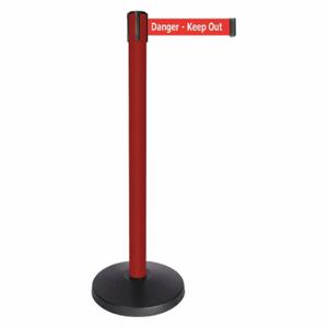 QUEUEWAY QPLUS-21-RH Barrier Post With Belt, Abs, 40 Inch Post Height, 2 1/2 Inch Post Dia, Abs | CT8KRG 52NP61