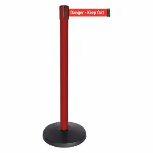 QUEUEWAY QPLUS-21-RH Barrier Post With Belt, Abs, 40 Inch Post Height, 2 1/2 Inch Post Dia, Abs | CT8KRG 52NP61