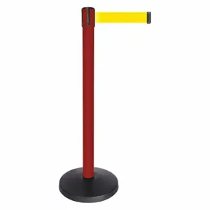 QUEUEWAY QPLUS-21-Y5 Barrier Post With Belt, Abs, 40 Inch Post Height, 2 1/2 Inch Post Dia, Abs | CT8KKZ 52NP69