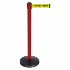 QUEUEWAY QPLUS-21-YC Barrier Post With Belt, Abs, 40 Inch Post Height, 2 1/2 Inch Post Dia, Abs | CT8KLJ 52NP71