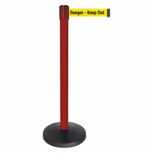 QUEUEWAY QPLUS-21-YD Barrier Post With Belt, Abs, 40 Inch Post Height, 2 1/2 Inch Post Dia, Abs | CT8KJL 52NP72