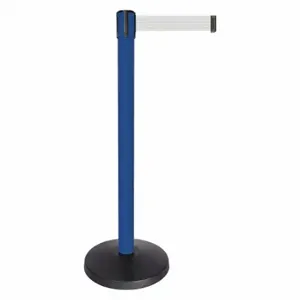 QUEUEWAY QPLUS-23-B1 Barrier Post With Belt, Abs, 40 Inch Post Height, 2 1/2 Inch Post Dia, White | CT8KMP 52NP74