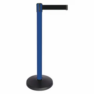 QUEUEWAY QPLUS-23-B9 Barrier Post With Belt, Abs, 40 Inch Post Height, 2 1/2 Inch Post Dia, Black | CT8KRU 52NP77