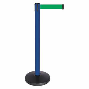 QUEUEWAY QPLUS-23-G6 Barrier Post With Belt, Abs, 40 Inch Post Height, 2 1/2 Inch Post Dia, Green | CT8KMF 52NP89