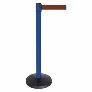 QUEUEWAY QPLUS-23-N7 Barrier Post With Belt, Abs, 40 Inch Post Height, 2 1/2 Inch Post Dia, Brown | CT8KMC 52NP94