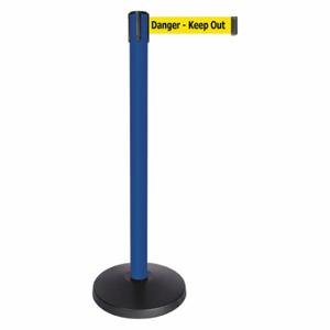 QUEUEWAY QPLUS-23-YD Barrier Post With Belt, Abs, 40 Inch Post Height, 2 1/2 Inch Post Dia, Abs | CT8KLG 52NR14