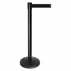 QUEUEWAY QPLUS-33-B9 Barrier Post With Belt, Abs, 40 Inch Post Height, 2 1/2 Inch Post Dia, Black | CT8KLU 52NN53