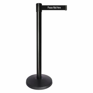 QUEUEWAY QPLUS-33-BC Barrier Post With Belt, Abs, 40 Inch Post Height, 2 1/2 Inch Post Dia, Abs | CT8KKM 52NN54