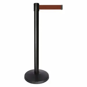 QUEUEWAY QPLUS-33-N7 Barrier Post With Belt, Abs, 40 Inch Post Height, 2 1/2 Inch Post Dia, Brown | CT8KMB 52NN70