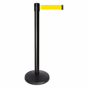 QUEUEWAY QPLUS-33-Y5 Barrier Post With Belt, Abs, 40 Inch Post Height, 2 1/2 Inch Post Dia, Abs | CT8KJK 52NN86