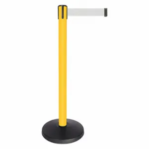 QUEUEWAY QPLUS-35-B1 Barrier Post With Belt, Abs, 40 Inch Post Height, 2 1/2 Inch Post Dia, White | CT8KRB 52NN91