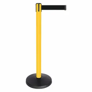 QUEUEWAY QPLUS-35-B9 Barrier Post With Belt, Abs, 40 Inch Post Height, 2 1/2 Inch Post Dia, Black | CT8KLV 52NN94