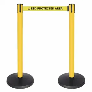 QUEUEWAY QPLUS-35-ESD Barrier Post With Belt, Abs, 40 Inch Post Height, 2 1/2 Inch Post Dia, 2 PK | CT8KGH 52NP03