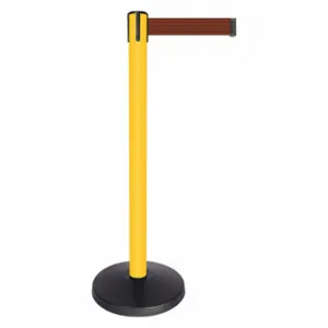 QUEUEWAY QPLUS-35-N7 Barrier Post With Belt, Abs, 40 Inch Post Height, 2 1/2 Inch Post Dia, Brown | CT8KRF 52NP12