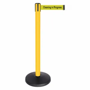 QUEUEWAY QPLUS-35-YC Barrier Post With Belt, Abs, 40 Inch Post Height, 2 1/2 Inch Post Dia, Abs | CT8KLQ 52NP30