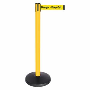 QUEUEWAY QPLUS-35-YD Barrier Post With Belt, Abs, 40 Inch Post Height, 2 1/2 Inch Post Dia, Abs | CT8KLM 52NP31