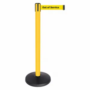 QUEUEWAY QPLUS-35-YE Barrier Post With Belt, Abs, 40 Inch Post Height, 2 1/2 Inch Post Dia, Abs | CT8KLL 52NP32