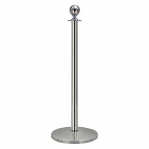 QUEUEWAY QWAY312-3P Ball Top Rope Post, 39 Inch Height, 12 1/4 Inch Base Dia, Polished Stainless Steel | CT8KGF 31MJ13