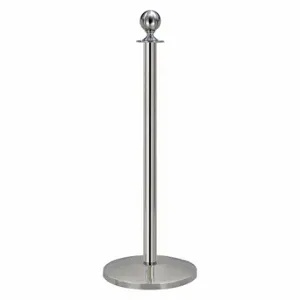 QUEUEWAY QWAY312-3P Ball Top Rope Post, 39 Inch Height, 12 1/4 Inch Base Dia, Polished Stainless Steel | CT8KGF 31MJ13