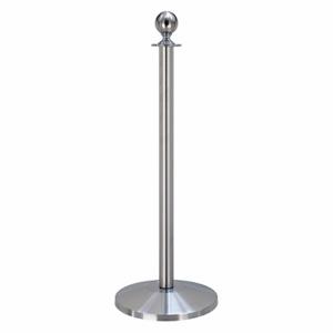 QUEUEWAY QWAY312-3S Ball Top Rope Post, 39 Inch Height, 12 1/4 Inch Base Dia, Satin Stainless Steel | CT8KGG 31MJ15