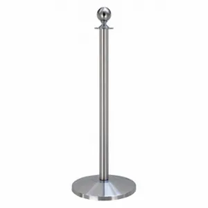 QUEUEWAY QWAY312-3S Ball Top Rope Post, 39 Inch Height, 12 1/4 Inch Base Dia, Satin Stainless Steel | CT8KGG 31MJ15