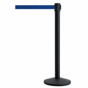 QUEUEWAY QWAYPOST-33-L5 Barrier Post With Belt, Steel, Black, 39 Inch Post Height | CT8KQK 31MH99