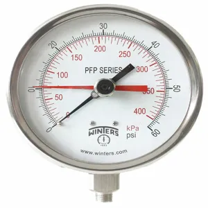 RACO PFP710-DRY-45BF-MAXI45 Pressure Gauge, 0 To 60 Psi Range, 1/4 MNPT, +/-1% Gauge Accuracy | CH6TFT 491C25